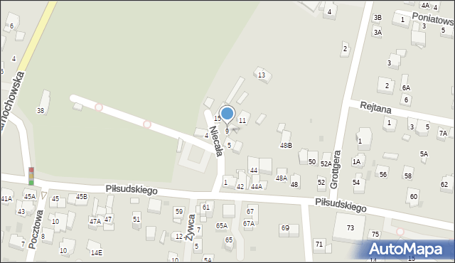 Wieliczka, Niecała, 9, mapa Wieliczka