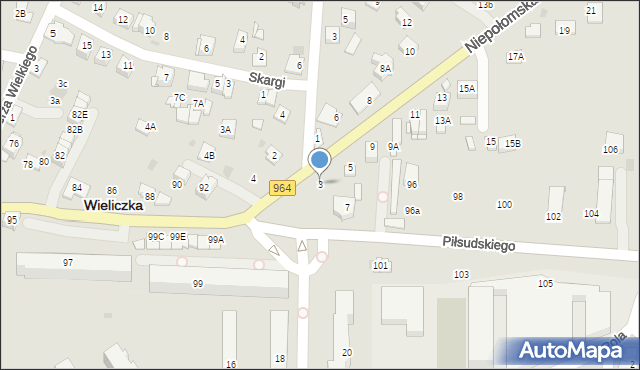 Wieliczka, Niepołomska, 3, mapa Wieliczka