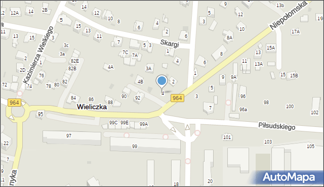 Wieliczka, Niepołomska, 4, mapa Wieliczka