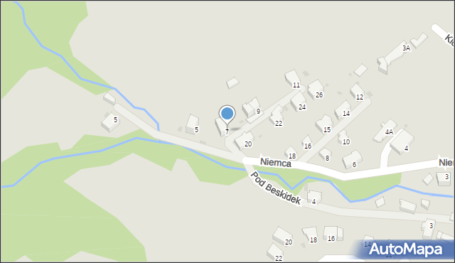 Wisła, Niemca Jerzego, 7, mapa Wisła
