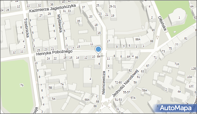 Wrocław, Niemcewicza Juliana Ursyna, 6A, mapa Wrocławia