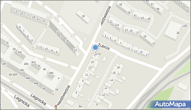 Wrocław, Niedźwiedzia, 17, mapa Wrocławia