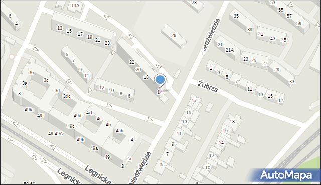 Wrocław, Niedźwiedzia, 14, mapa Wrocławia