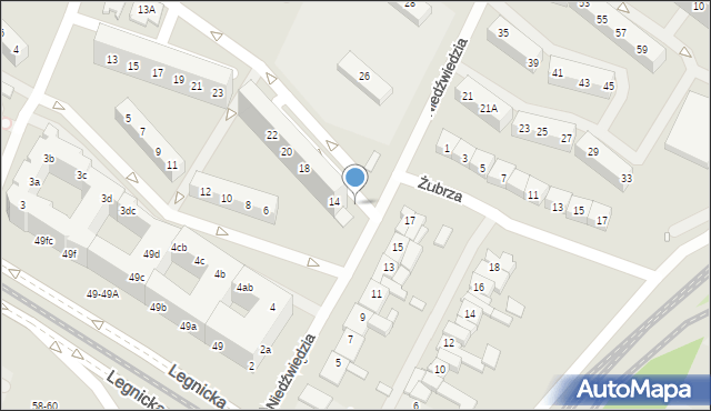 Wrocław, Niedźwiedzia, 14a, mapa Wrocławia