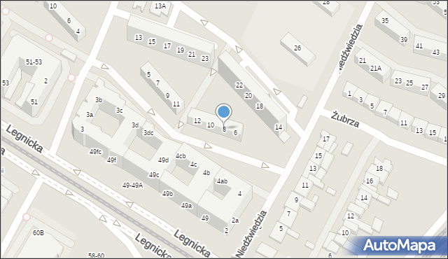 Wrocław, Niedźwiedzia, 8, mapa Wrocławia