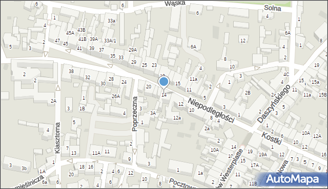 Wschowa, Niepodległości, 14, mapa Wschowa