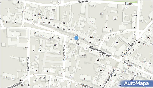 Wschowa, Niepodległości, 16, mapa Wschowa