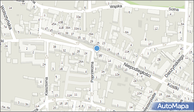 Wschowa, Niepodległości, 22, mapa Wschowa