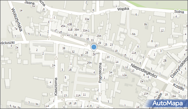 Wschowa, Niepodległości, 24, mapa Wschowa