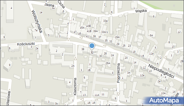 Wschowa, Niepodległości, 32, mapa Wschowa