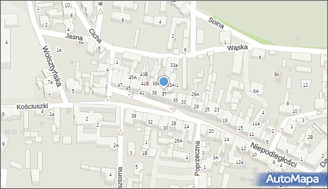 Wschowa, Niepodległości, 37, mapa Wschowa