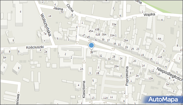 Wschowa, Niepodległości, 38, mapa Wschowa