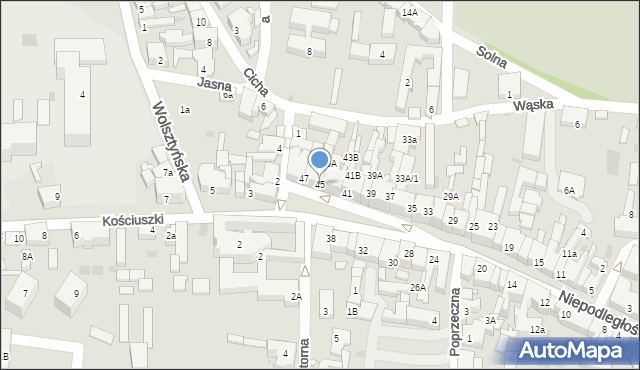 Wschowa, Niepodległości, 45, mapa Wschowa