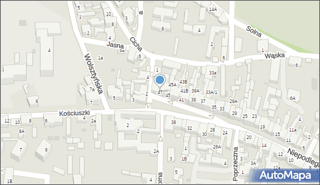 Wschowa, Niepodległości, 47, mapa Wschowa