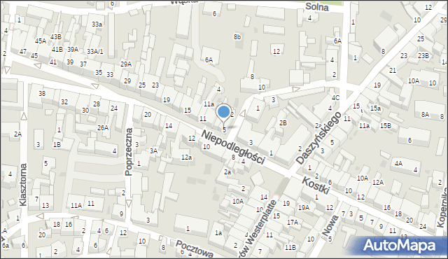Wschowa, Niepodległości, 5, mapa Wschowa