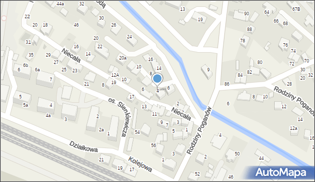 Zabierzów, Niecała, 4, mapa Zabierzów