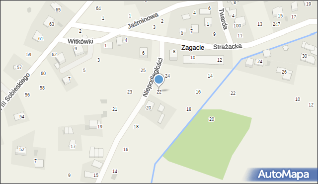 Zagacie, Niepodległości, 22, mapa Zagacie