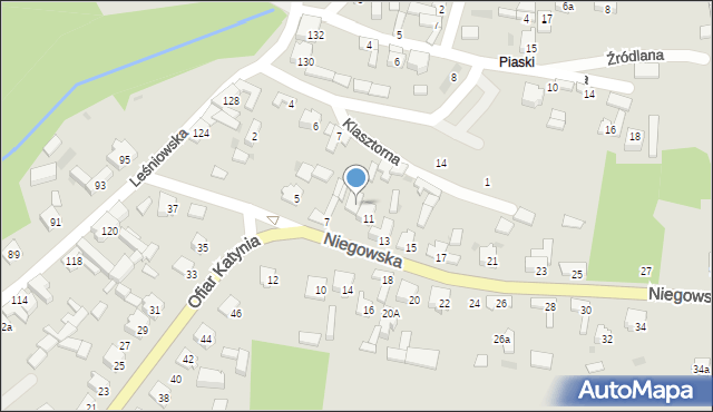 Żarki, Niegowska, 9, mapa Żarki