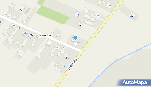 Żelisławice, Niwecka, 11, mapa Żelisławice