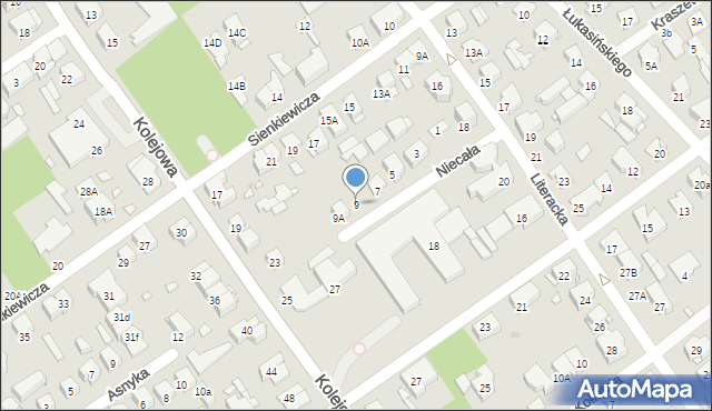 Zielonka, Niecała, 9, mapa Zielonka