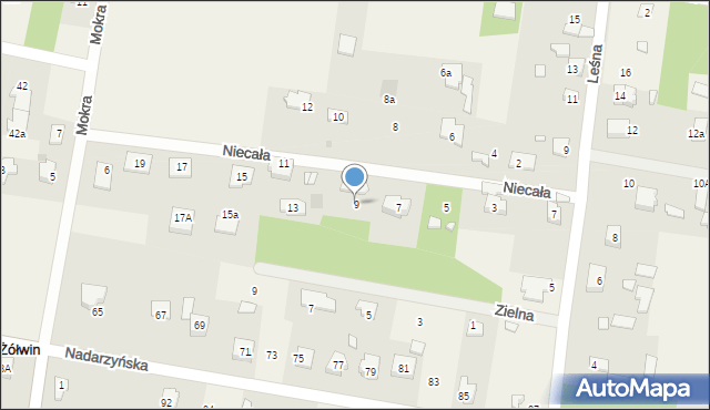 Żółwin, Niecała, 9, mapa Żółwin