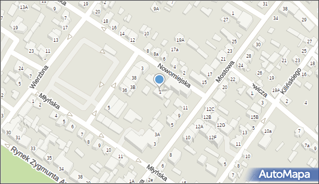 Augustów, Nowomiejska, 1, mapa Augustów