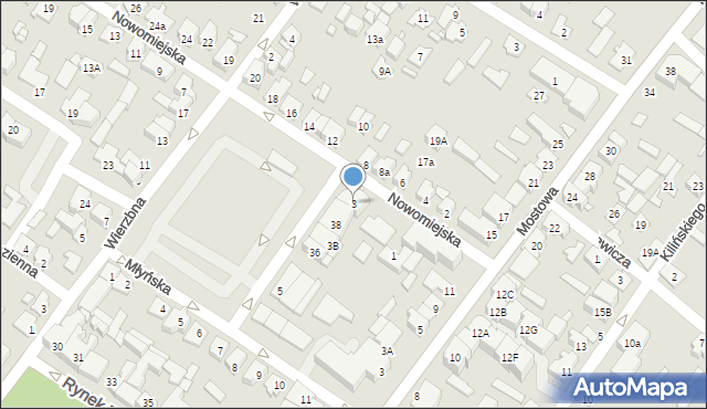 Augustów, Nowomiejska, 3, mapa Augustów