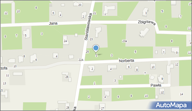 Bądzyń, Norberta, 1, mapa Bądzyń