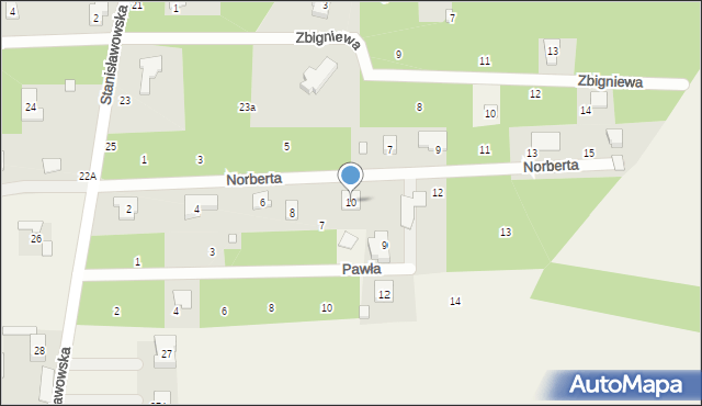 Bądzyń, Norberta, 10, mapa Bądzyń