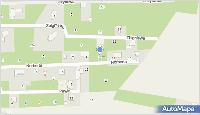 Bądzyń, Norberta, 11, mapa Bądzyń