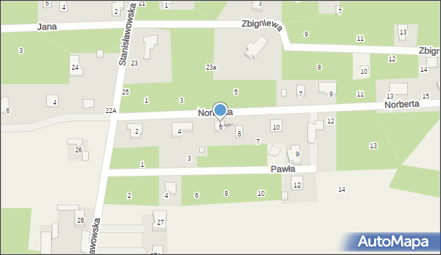 Bądzyń, Norberta, 6, mapa Bądzyń