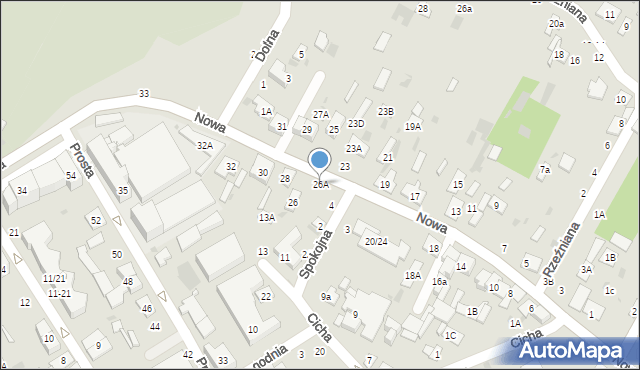 Biała Podlaska, Nowa, 26A, mapa Białej Podlaskiej