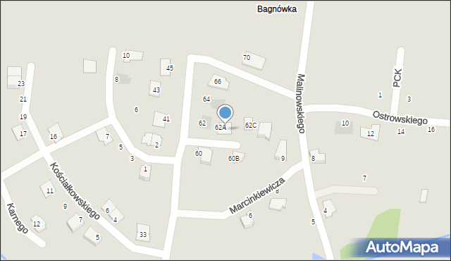 Białystok, Nowakowskiego Seweryna, 62B, mapa Białegostoku