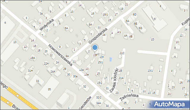 Białystok, Nowowarszawska, 13f, mapa Białegostoku