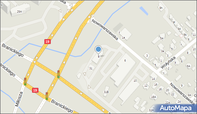 Białystok, Nowowarszawska, 4, mapa Białegostoku