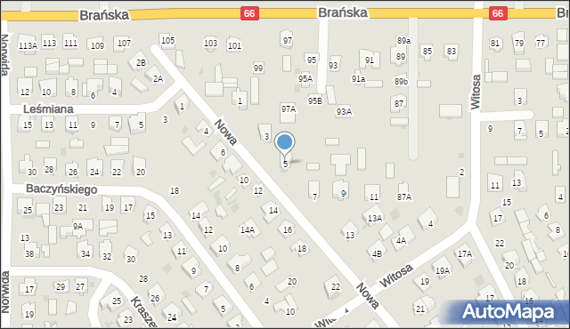 Bielsk Podlaski, Nowa, 5, mapa Bielsk Podlaski