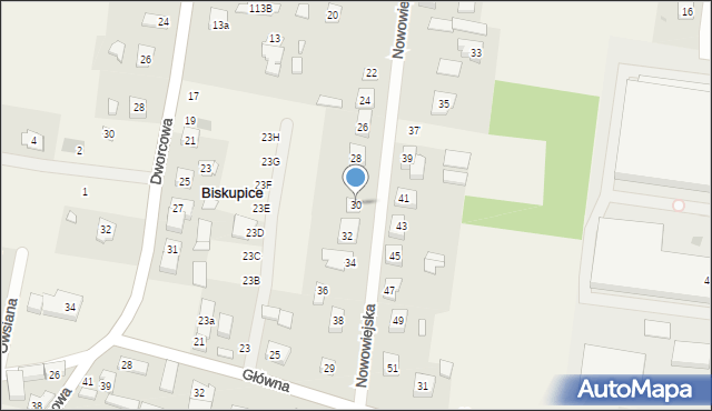 Biskupice, Nowowiejska, 30, mapa Biskupice