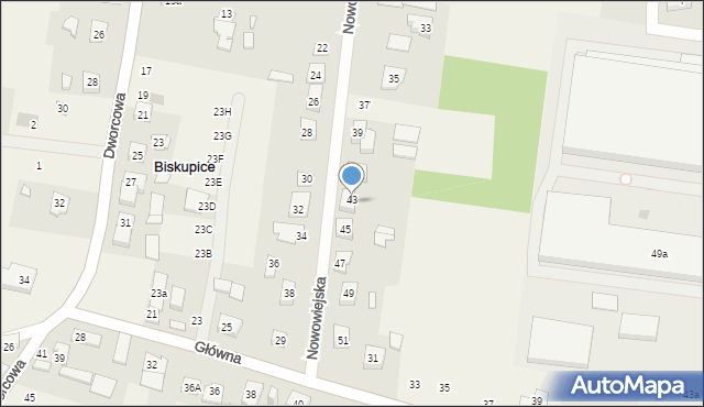 Biskupice, Nowowiejska, 43, mapa Biskupice