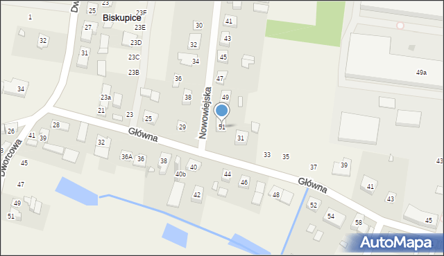Biskupice, Nowowiejska, 51, mapa Biskupice