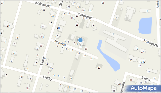 Blizne Jasińskiego, Norwida Cypriana Kamila, 11, mapa Blizne Jasińskiego