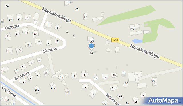 Błonie, Nowakowskiego, 84, mapa Błonie