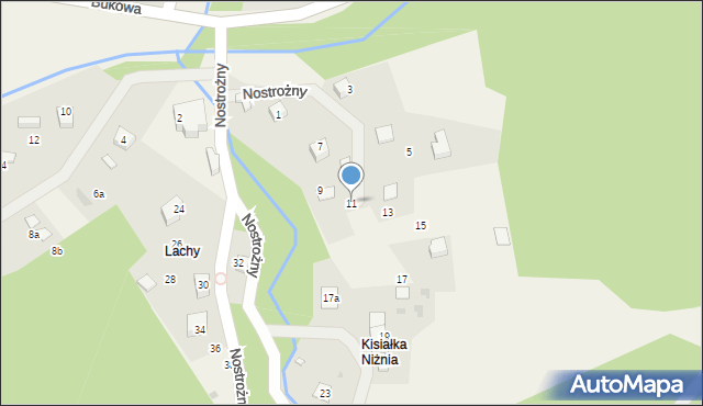 Brenna, Nostrożny, 11, mapa Brenna