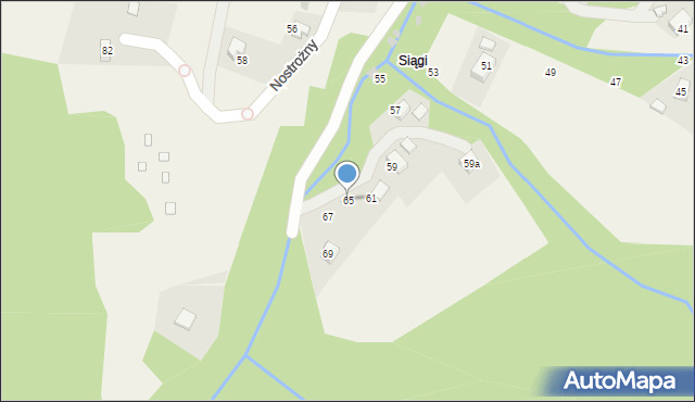 Brenna, Nostrożny, 65, mapa Brenna