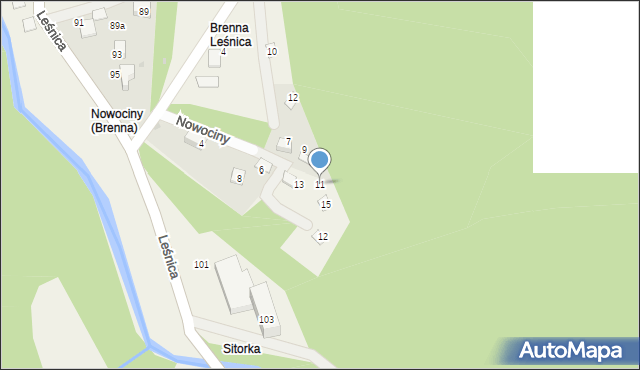 Brenna, Nowociny, 11, mapa Brenna