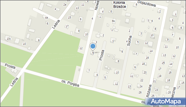 Brzeźce, Nowa, 5, mapa Brzeźce