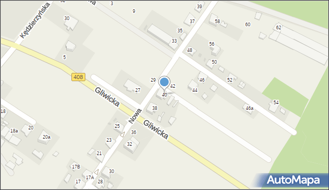 Brzeźce, Nowa, 40, mapa Brzeźce