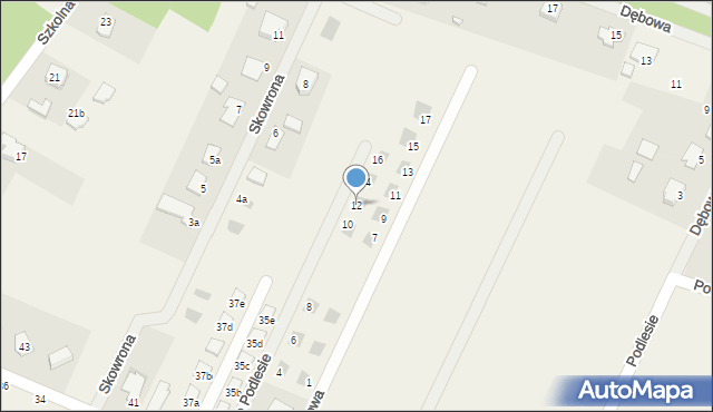 Brzeziny, Nowe Podlesie, 12, mapa Brzeziny