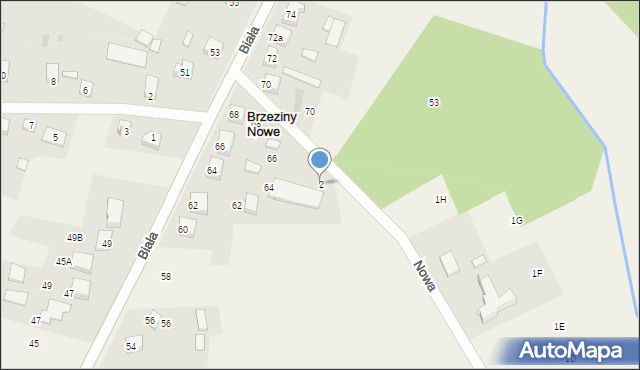 Brzeziny Nowe, Nowa, 2, mapa Brzeziny Nowe