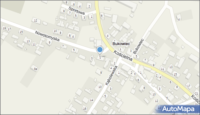 Bukowiec, Nowotomyska, 1, mapa Bukowiec