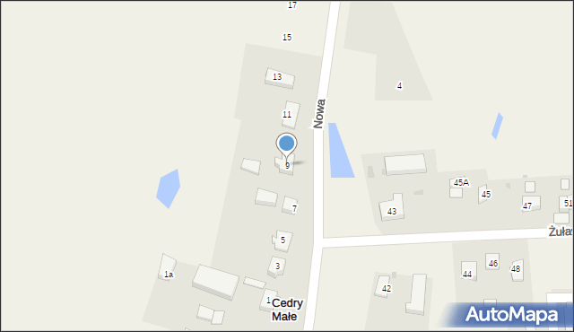 Cedry Małe, Nowa, 9, mapa Cedry Małe